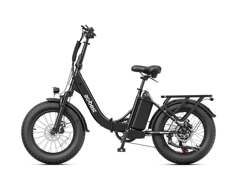 Black Actbest Mars Plus ST fat-tire folding e-bike, side view